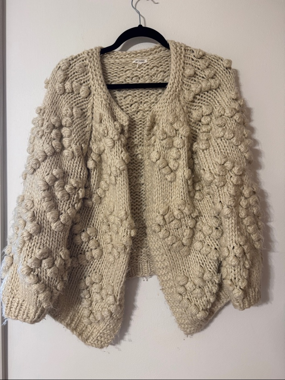 Chunky Bobble Open-Front Cardigan Sweater - Cream
